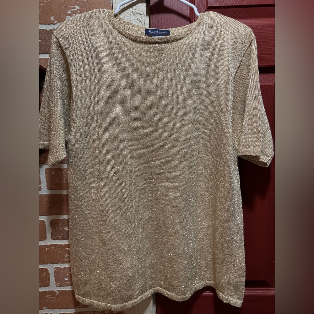 Metallic Gold Knit Top large
